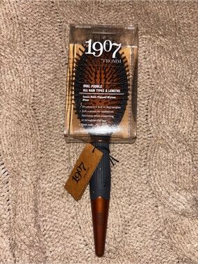 1907 by Fromm Bronze Series Oval Paddle Hair Brush Ionic Pins NIB